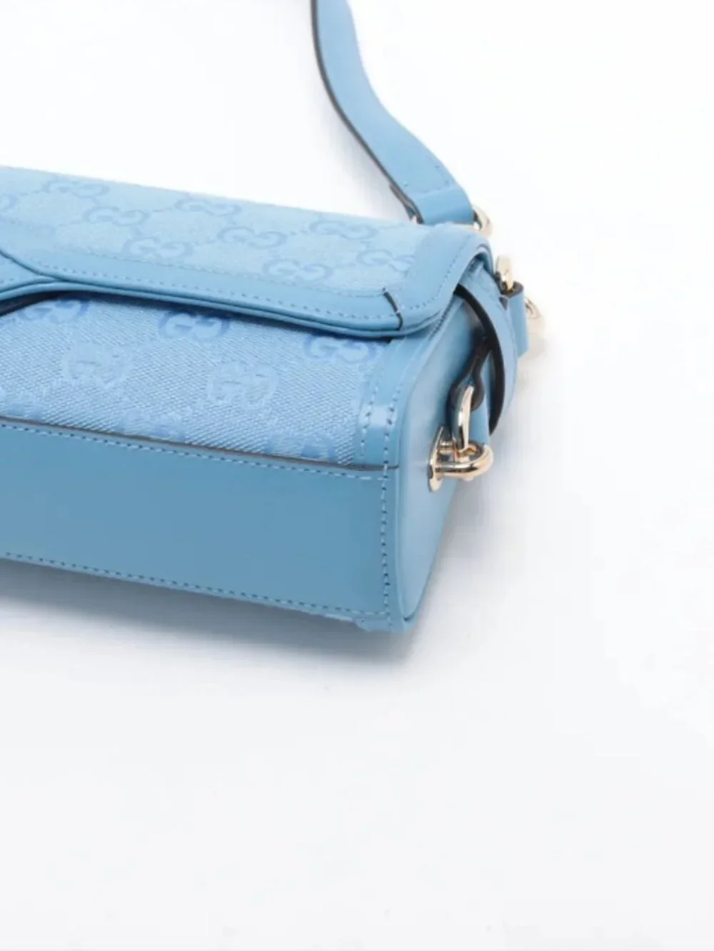 Gucci GG Canvas Leather Shoulder Bag Blue - Picture 3 of 10